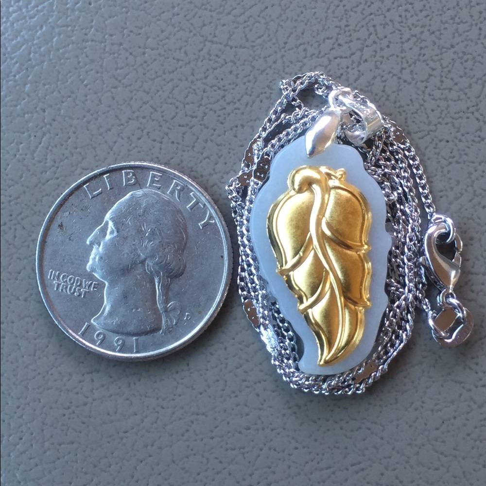 24k gold Authentic type a jade leaf pendant